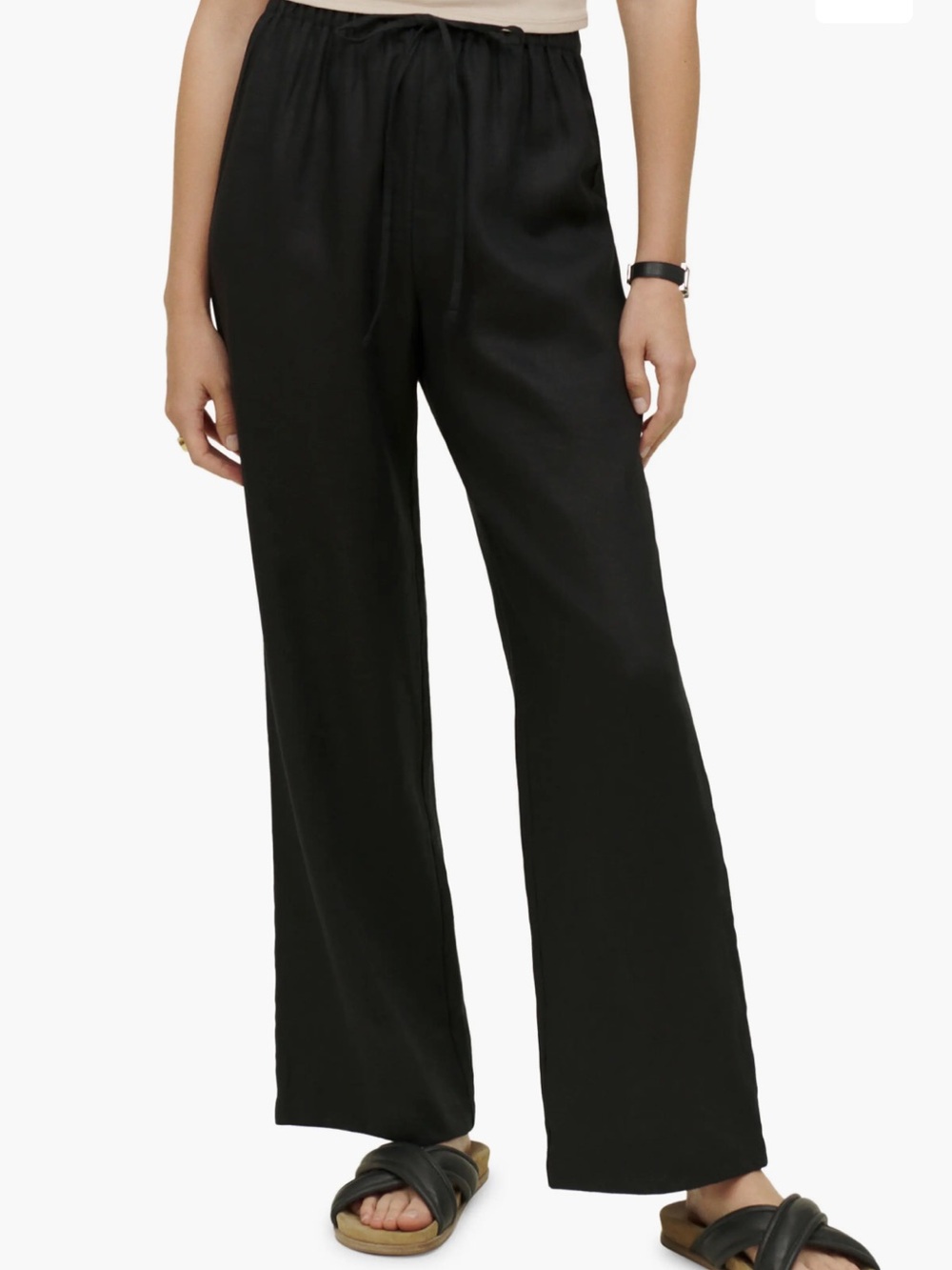 Reformation Olina Black Linen Pants Drawstring Women’s Size Small